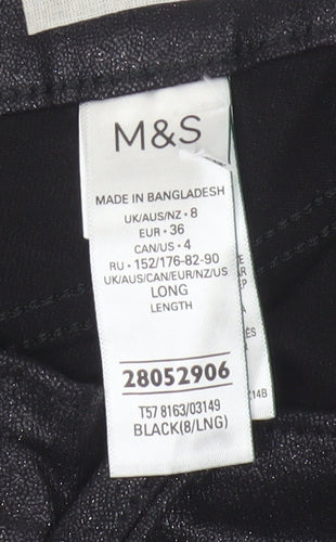 Marks and Spencer Women’s Black Slim Fit Stretch Trousers Size 8 Tall
