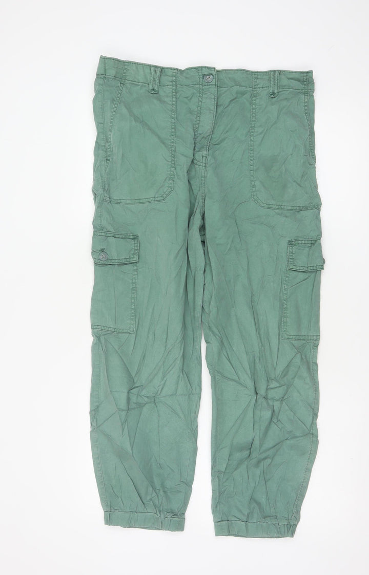 Marks and Spencer Women’s Green Cargo Trousers Size 16 Cotton Twill