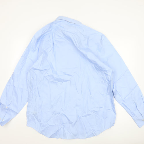 Marks and Spencer Men's Blue 17 Inch Regular Fit Non-Iron Dress Shirt