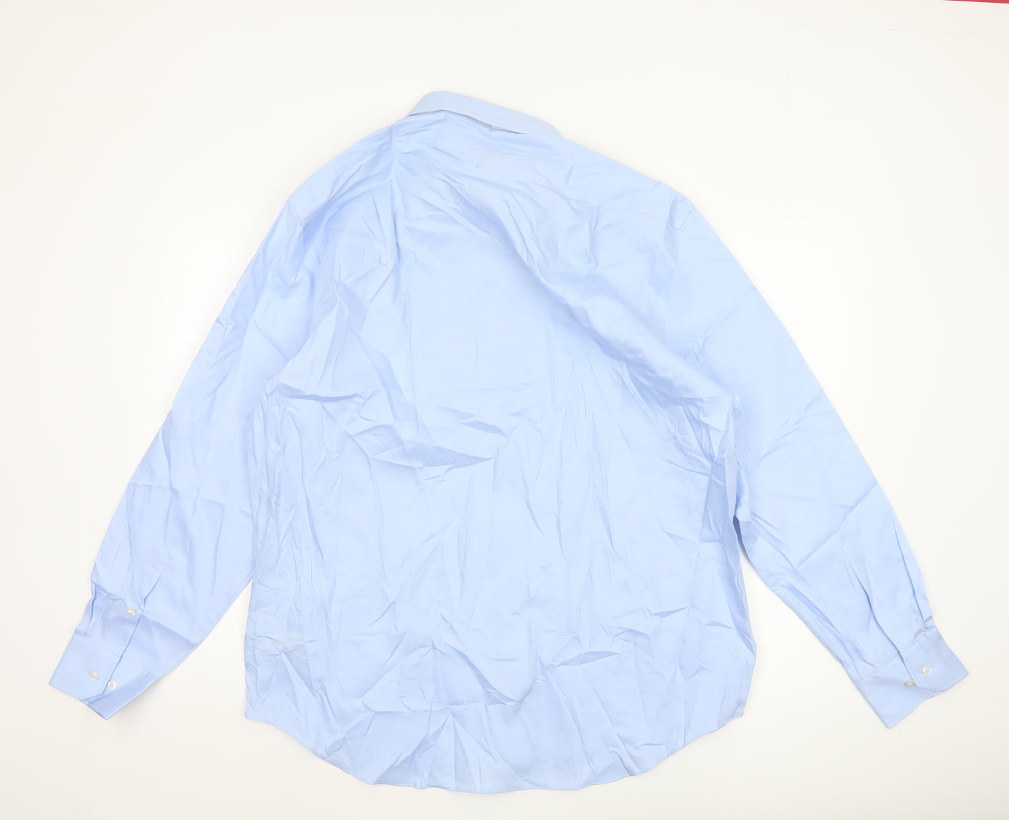 Marks and Spencer Men's Blue 17 Inch Regular Fit Non-Iron Dress Shirt