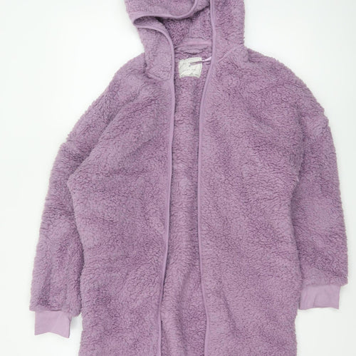 Marks and Spencer Women's Purple Fleece Hooded Robe Small