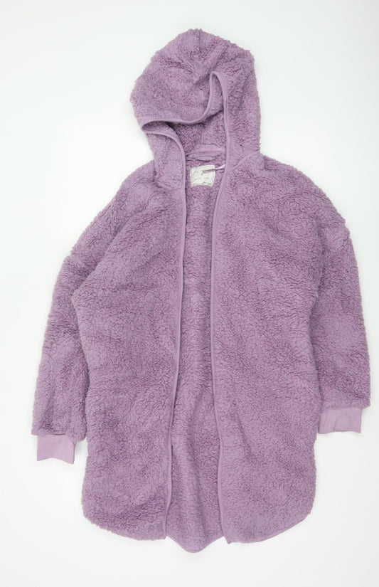 Marks and Spencer Women's Purple Fleece Hooded Robe Small