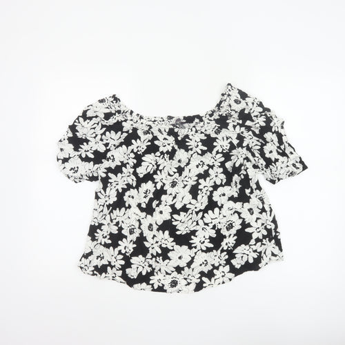 Marks and Spencer Women's Black Floral Tunic Blouse Size 10