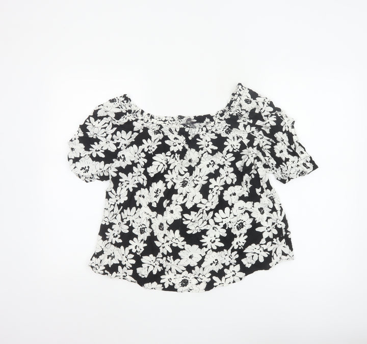 Marks and Spencer Women's Black Floral Tunic Blouse Size 10