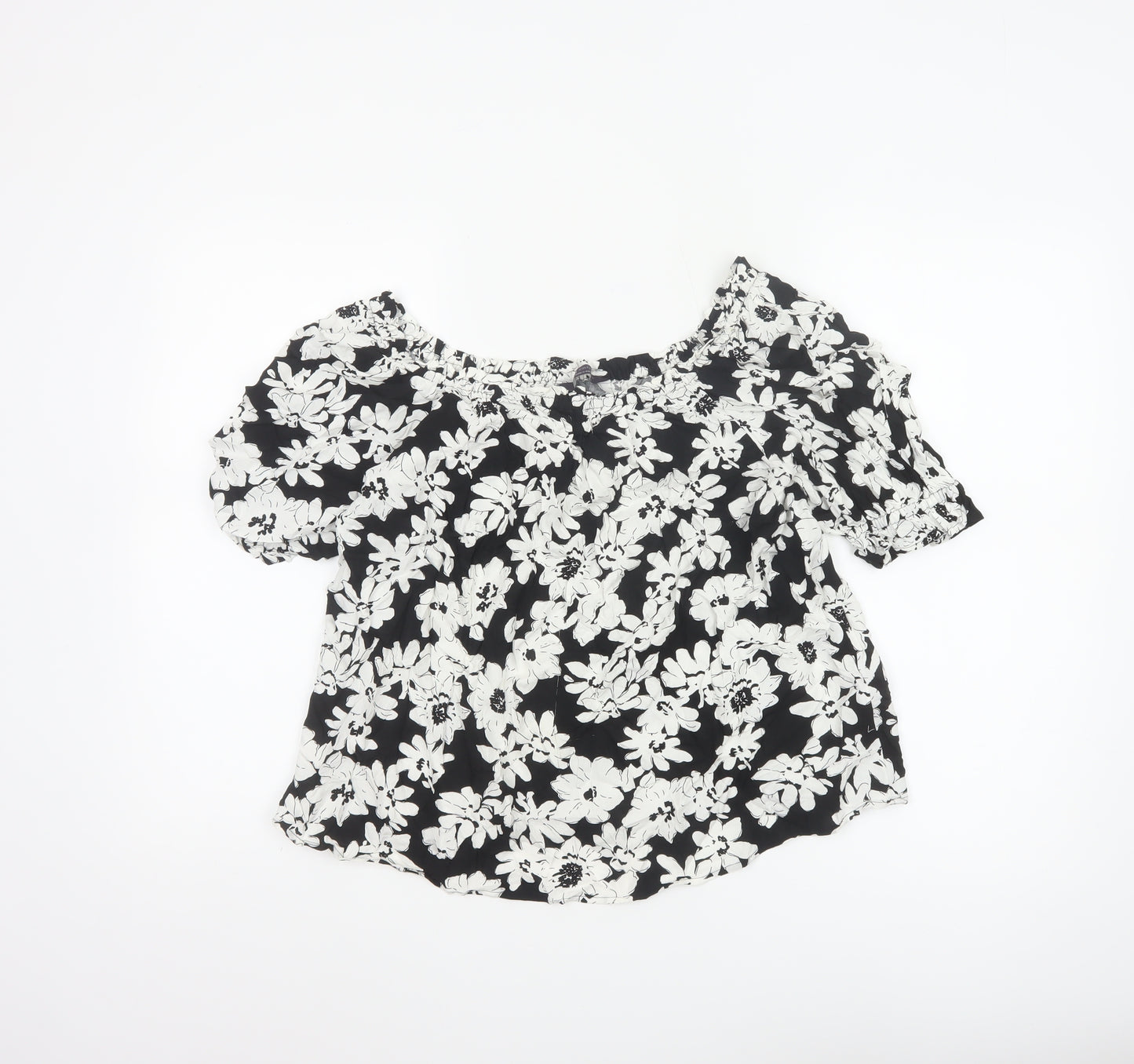 Marks and Spencer Women's Black Floral Tunic Blouse Size 10