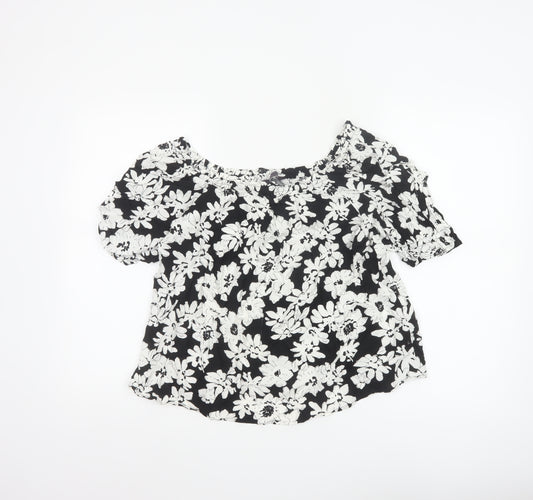 Marks and Spencer Women's Black Floral Tunic Blouse Size 10