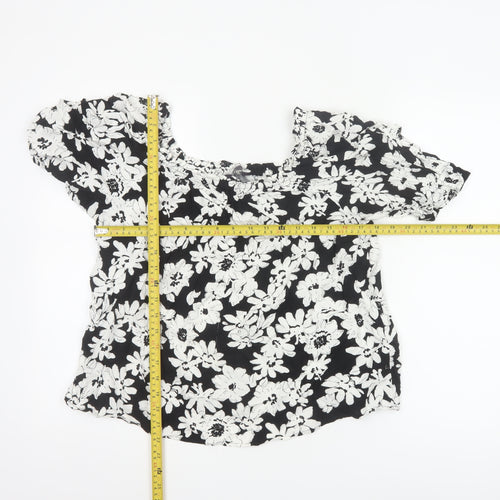 Marks and Spencer Women's Black Floral Tunic Blouse Size 10