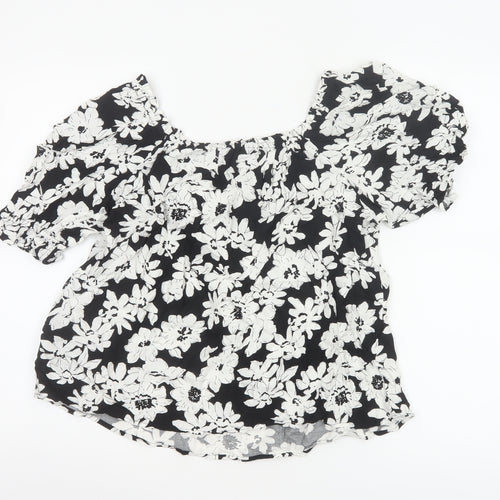 Marks and Spencer Women's Black Floral Tunic Blouse Size 10