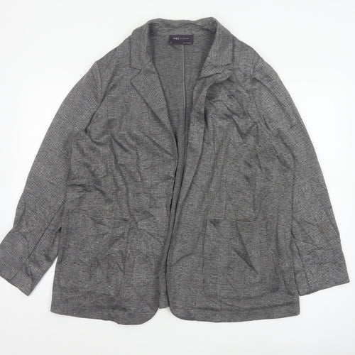 Marks and Spencer Womens Grey Check Blazer Jacket Size 18 Regular Fit