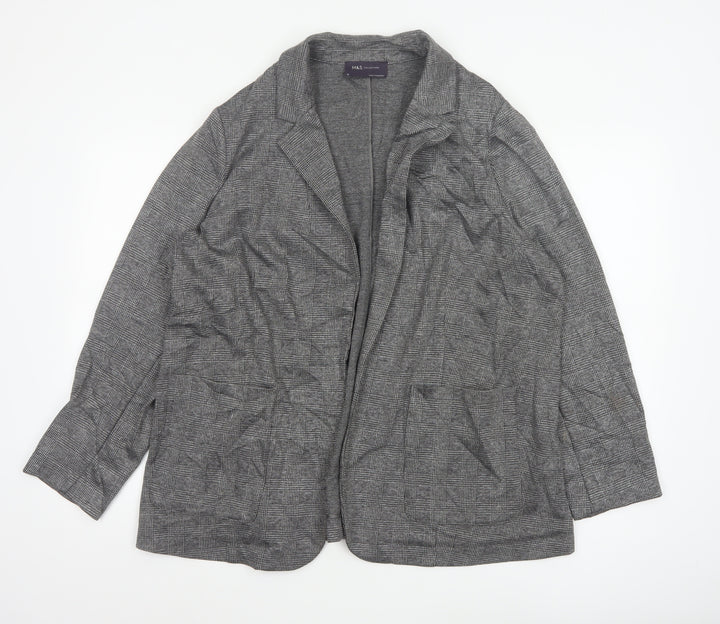 Marks and Spencer Womens Grey Check Blazer Jacket Size 18 Regular Fit