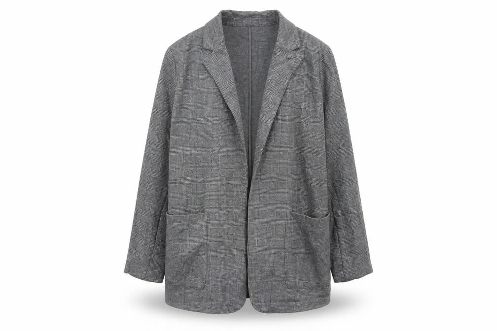 Marks and Spencer Womens Grey Check Blazer Jacket Size 18 Regular Fit