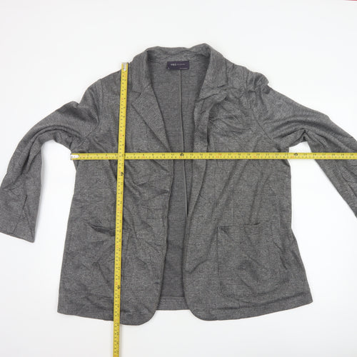 Marks and Spencer Womens Grey Check Blazer Jacket Size 18 Regular Fit