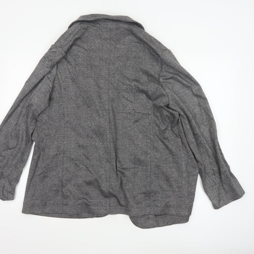 Marks and Spencer Womens Grey Check Blazer Jacket Size 18 Regular Fit