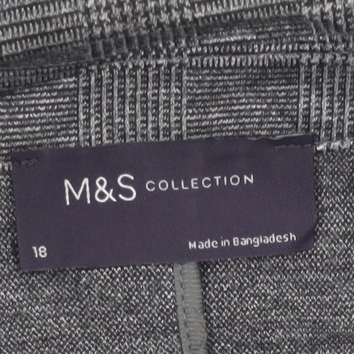 Marks and Spencer Womens Grey Check Blazer Jacket Size 18 Regular Fit