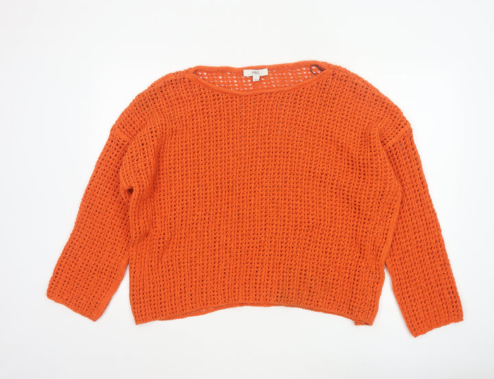 Marks and Spencer Women’s Orange Open-Knit Cotton Jumper XL