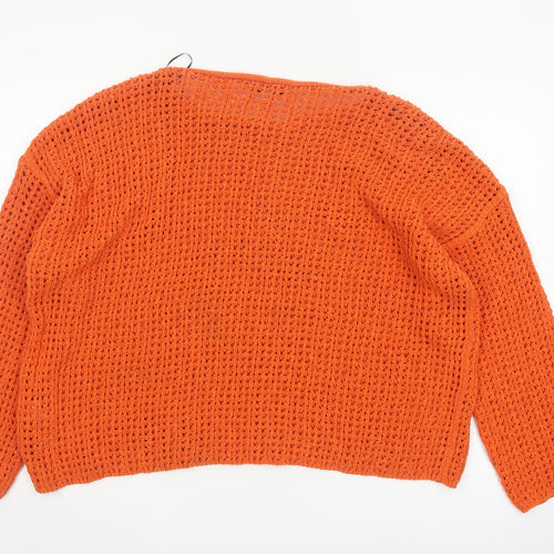Marks and Spencer Women’s Orange Open-Knit Cotton Jumper XL