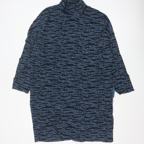 Whistles Women Blue Animal Print Roll Neck Tunic Top Size M