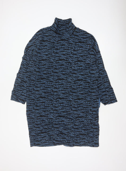 Whistles Women Blue Animal Print Roll Neck Tunic Top Size M