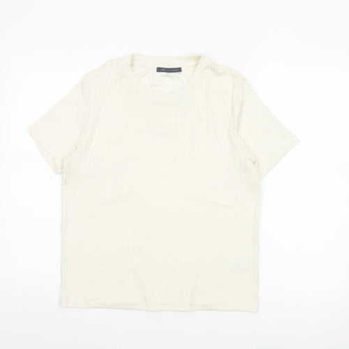 Marks and Spencer Womens Ivory Short Sleeve Basic T-Shirt Size 14