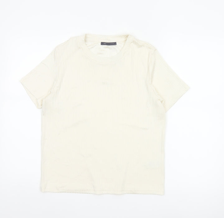 Marks and Spencer Womens Ivory Short Sleeve Basic T-Shirt Size 14