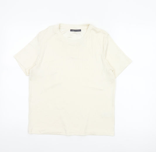 Marks and Spencer Womens Ivory Short Sleeve Basic T-Shirt Size 14