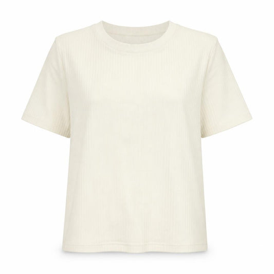 Front view of Marks & Spencer women’s ivory short sleeve basic t-shirt, size UK 14