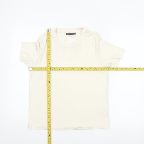 Marks and Spencer Womens Ivory Short Sleeve Basic T-Shirt Size 14