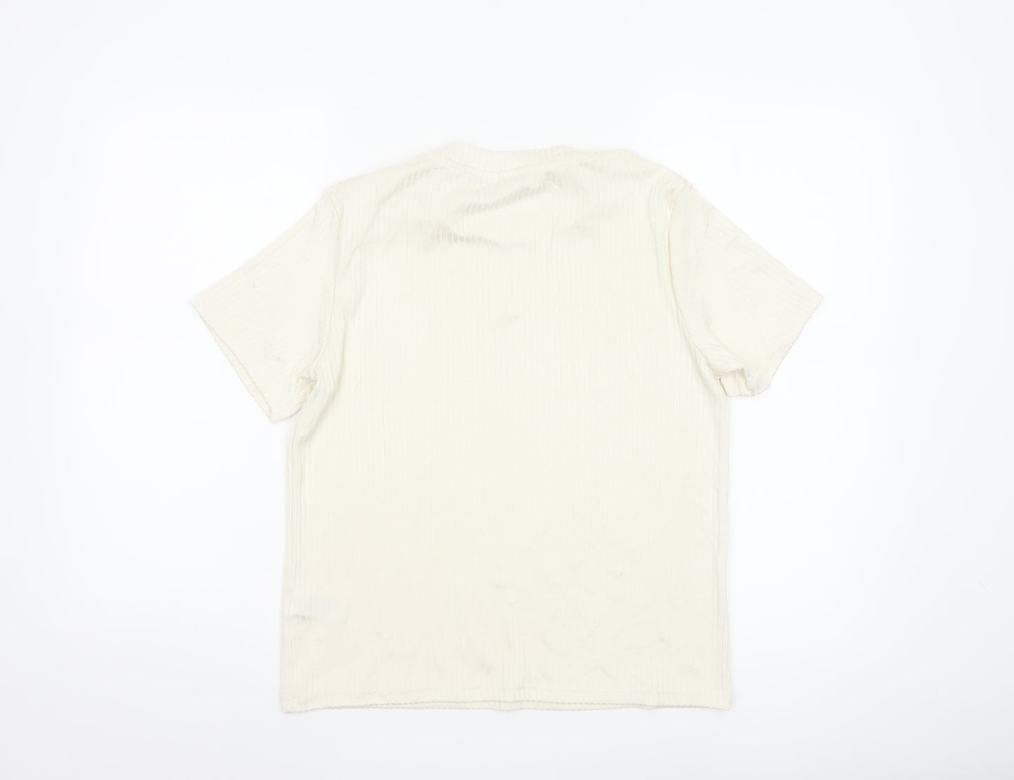 Marks and Spencer Womens Ivory Short Sleeve Basic T-Shirt Size 14