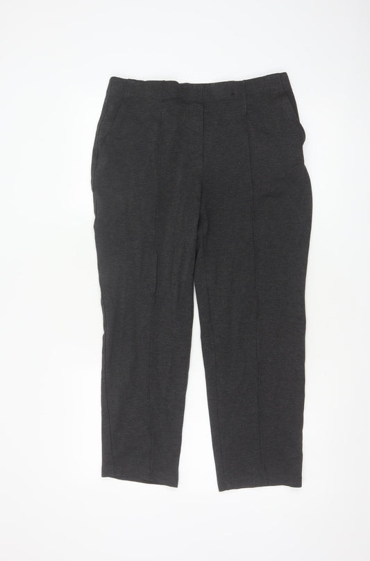 Marks and Spencer Womens Grey Straight Leg Jersey Trousers Size 14