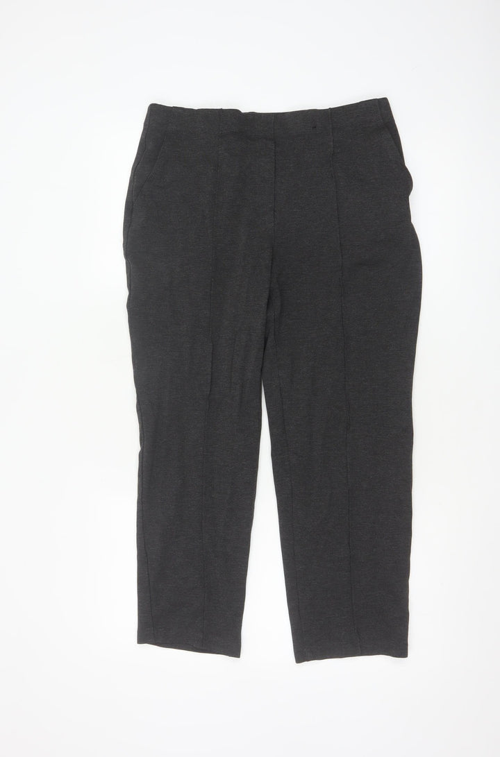 Marks and Spencer Womens Grey Straight Leg Jersey Trousers Size 14