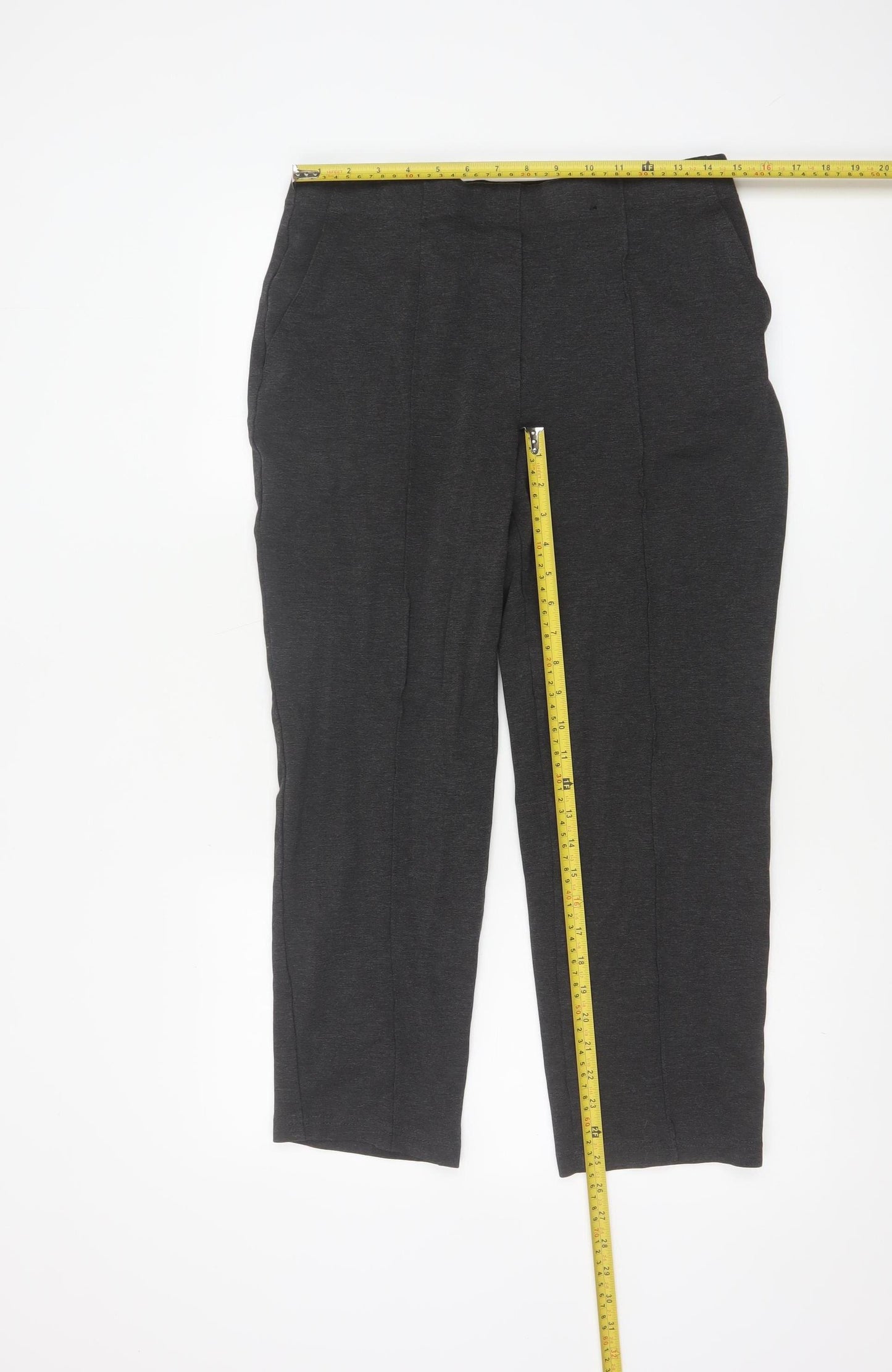 Marks and Spencer Womens Grey Straight Leg Jersey Trousers Size 14