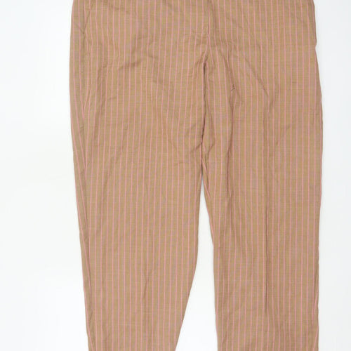 Marks and Spencer Women Brown Striped Chino Trousers Size 16 Regular