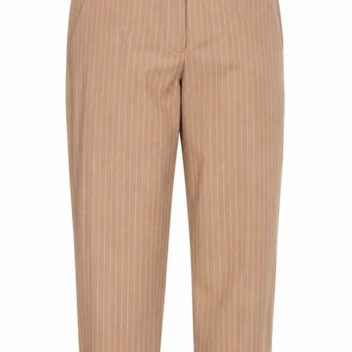 Marks and Spencer Women Brown Striped Chino Trousers Size 16 Regular