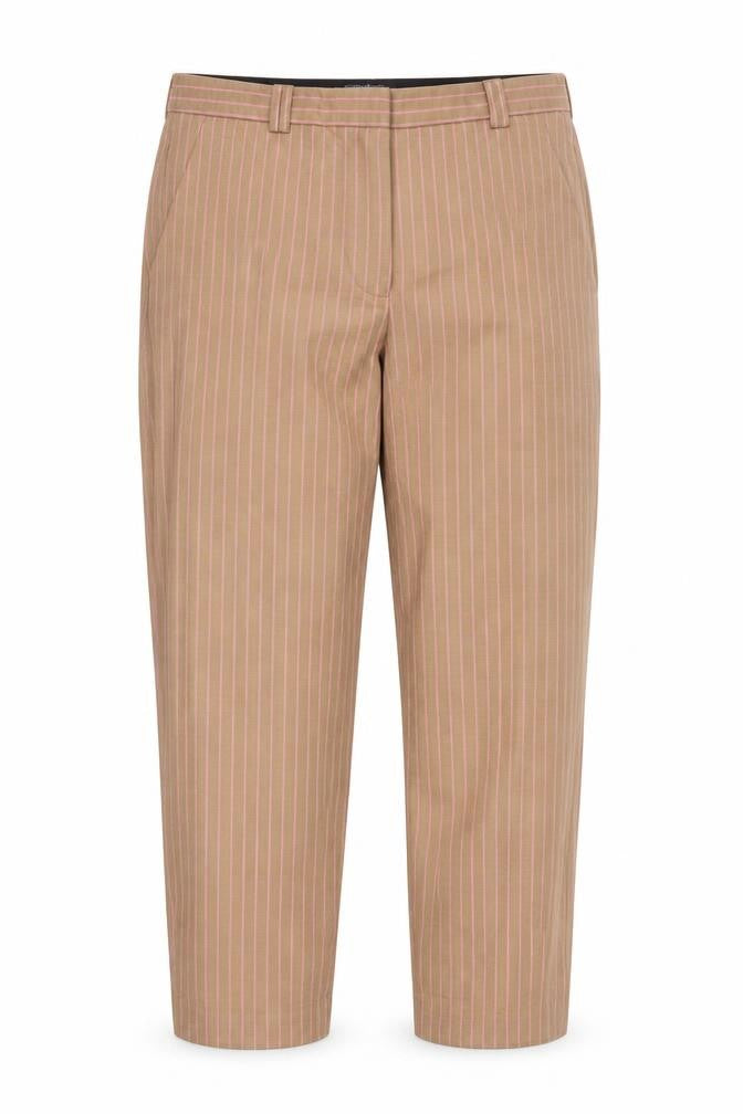 Marks and Spencer Women Brown Striped Chino Trousers Size 16 Regular