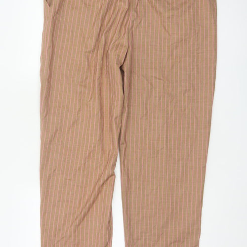 Marks and Spencer Women Brown Striped Chino Trousers Size 16 Regular