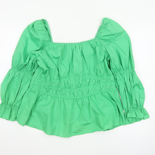 Marks and Spencer Womens Green Cotton Tunic Blouse Size 20