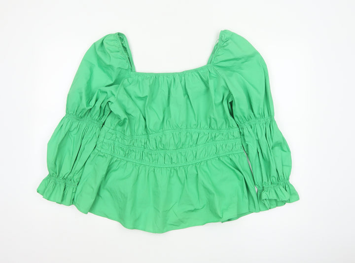 Marks and Spencer Womens Green Cotton Tunic Blouse Size 20