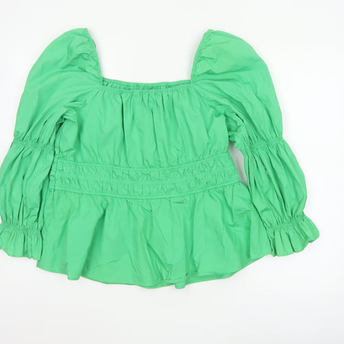 Marks and Spencer Womens Green Cotton Tunic Blouse Size 20