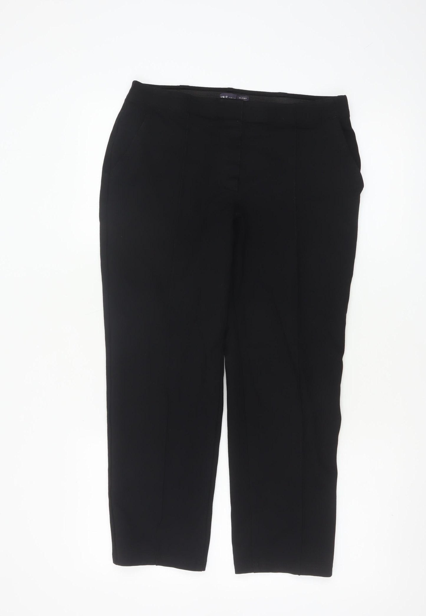 Marks and Spencer Womens Black Slim Fit Petite Trousers Size 12
