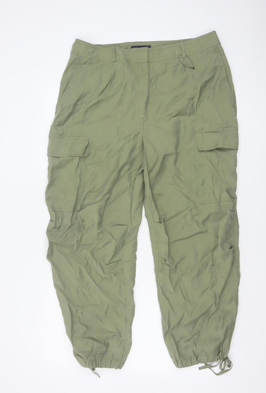 Marks and Spencer Women’s Green Cargo Trousers Size 16 Short Modal Blend