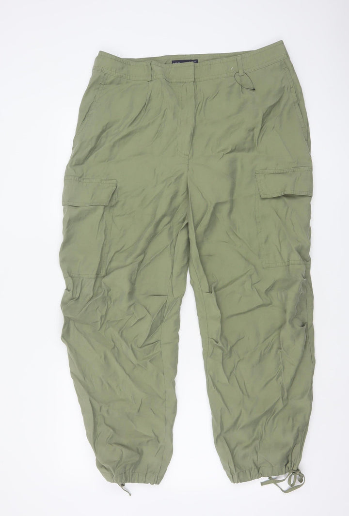 Marks and Spencer Women’s Green Cargo Trousers Size 16 Short Modal Blend