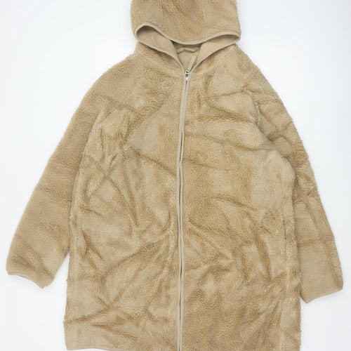 Marks and Spencer Women’s Beige Hooded Fleece Coat Size 18