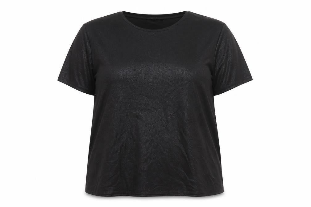 Front view of Marks & Spencer Women’s Black Short Sleeve Basic T-Shirt, size UK 18