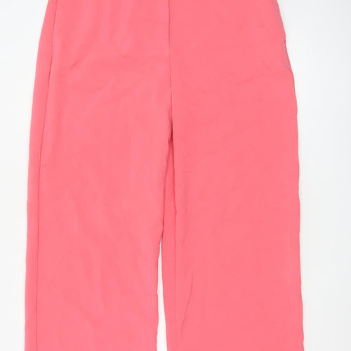 Marks and Spencer Womens Pink Cropped Wide-Leg Trousers Size 18