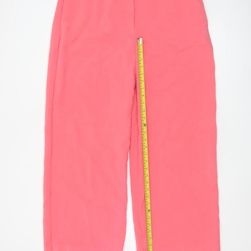 Marks and Spencer Womens Pink Cropped Wide-Leg Trousers Size 18