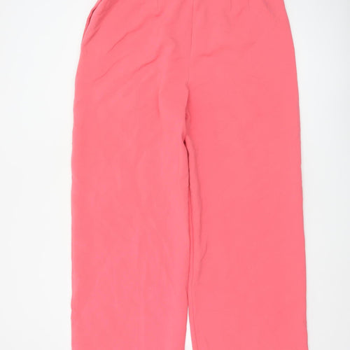 Marks and Spencer Womens Pink Cropped Wide-Leg Trousers Size 18