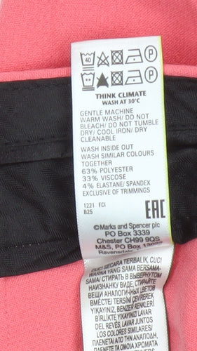 Marks and Spencer Womens Pink Cropped Wide-Leg Trousers Size 18