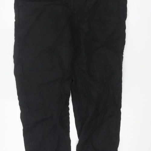 Marks and Spencer Autograph Women's Black Linen Cropped Tapered Trousers Size 14