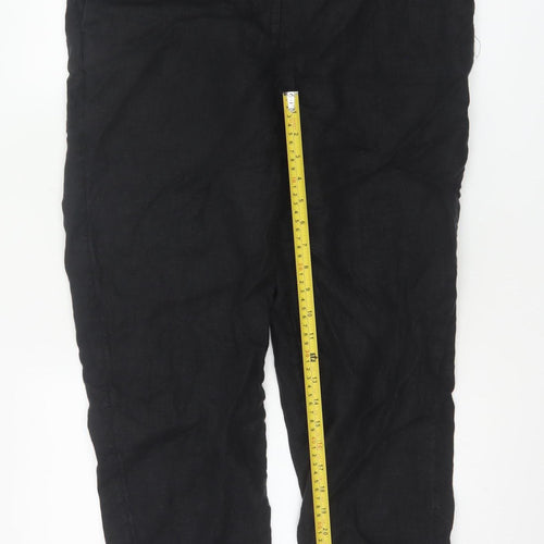 Marks and Spencer Autograph Women's Black Linen Cropped Tapered Trousers Size 14