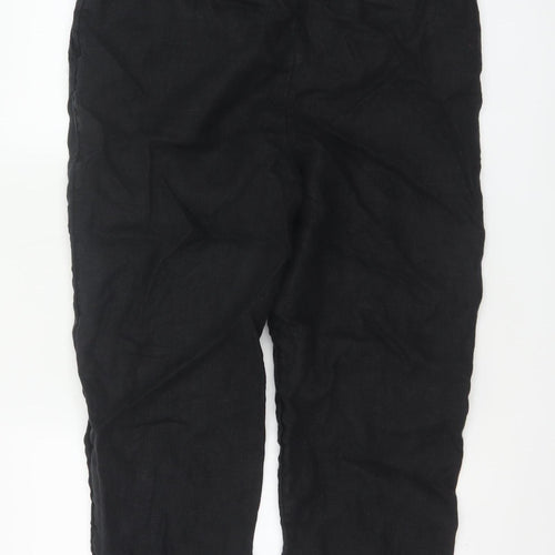 Marks and Spencer Autograph Women's Black Linen Cropped Tapered Trousers Size 14
